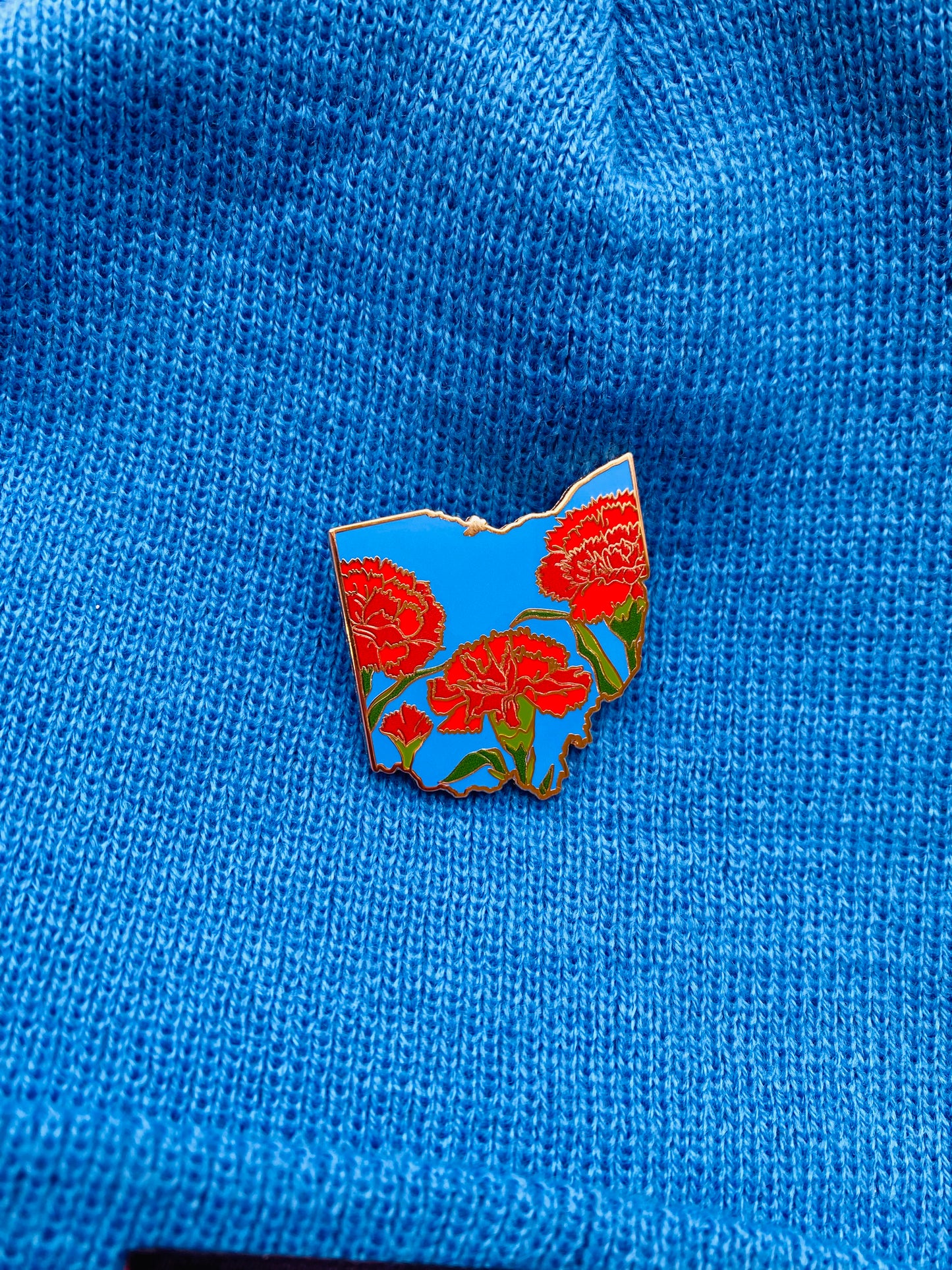 Ohio Scarlet Carnation Enamel Pin - State Flower Series Lapel Pin