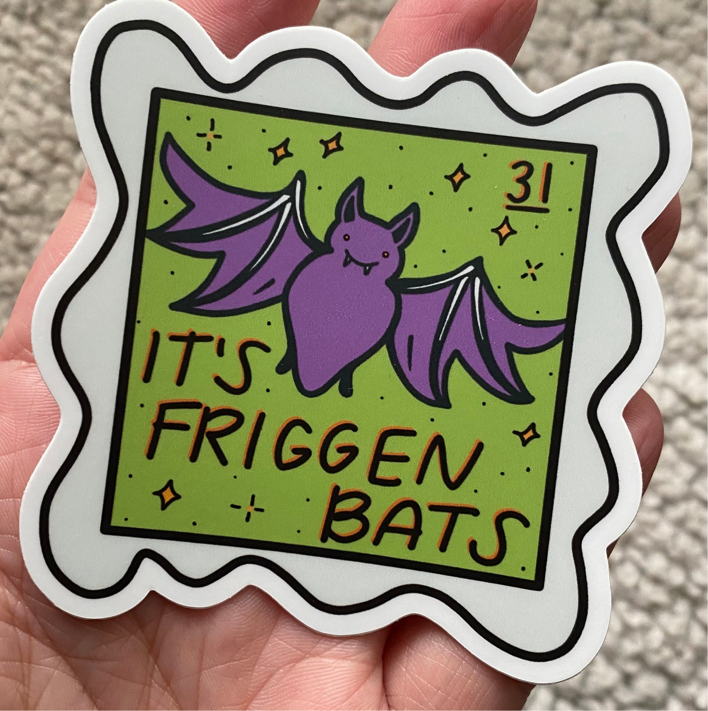 It's Friggen Bats Halloween Stamp Sticker 31c