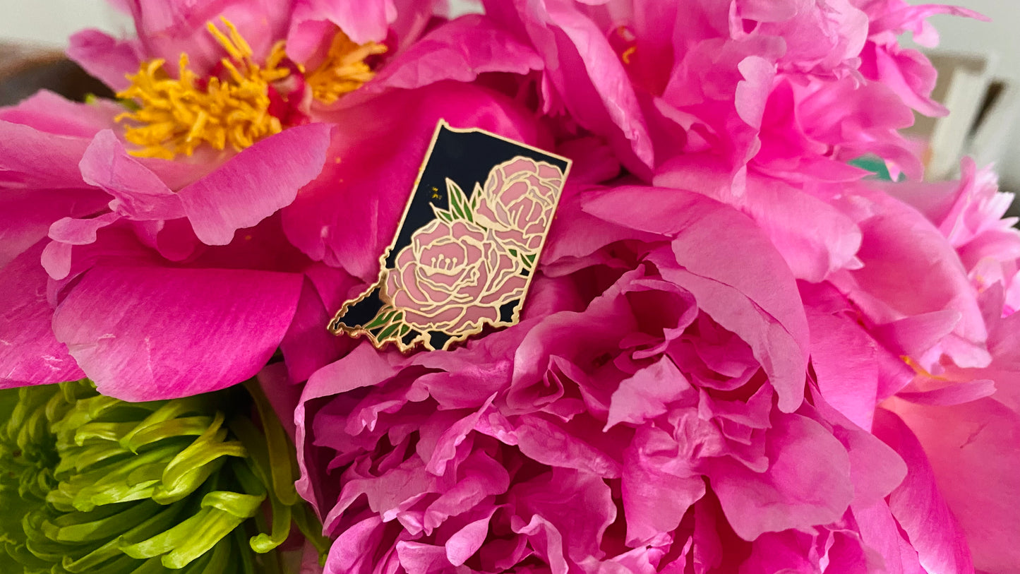 Indiana Peony - State Flower - Hard Enamel Pin