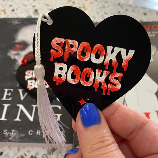 Spooky Books Heart-Shaped Tassel Bookmark