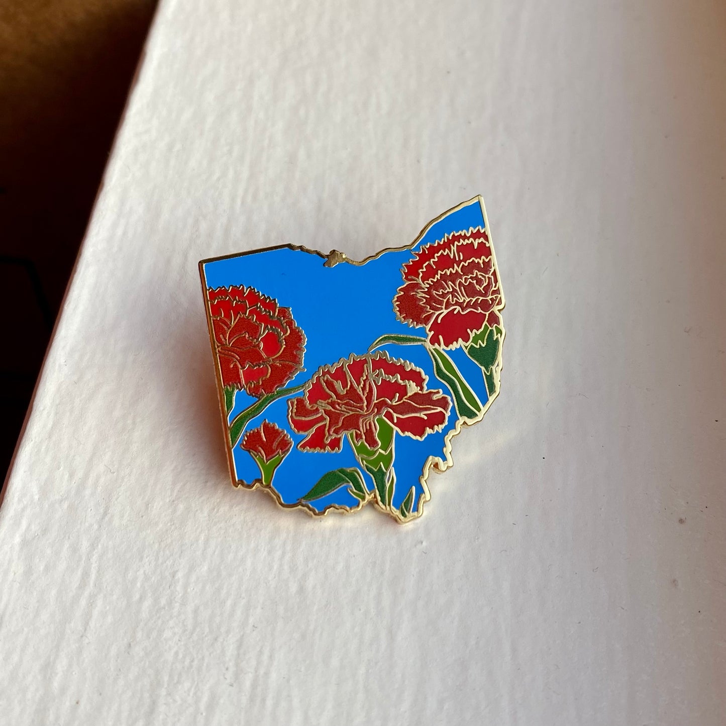 Ohio Scarlet Carnation Enamel Pin - State Flower Series Lapel Pin