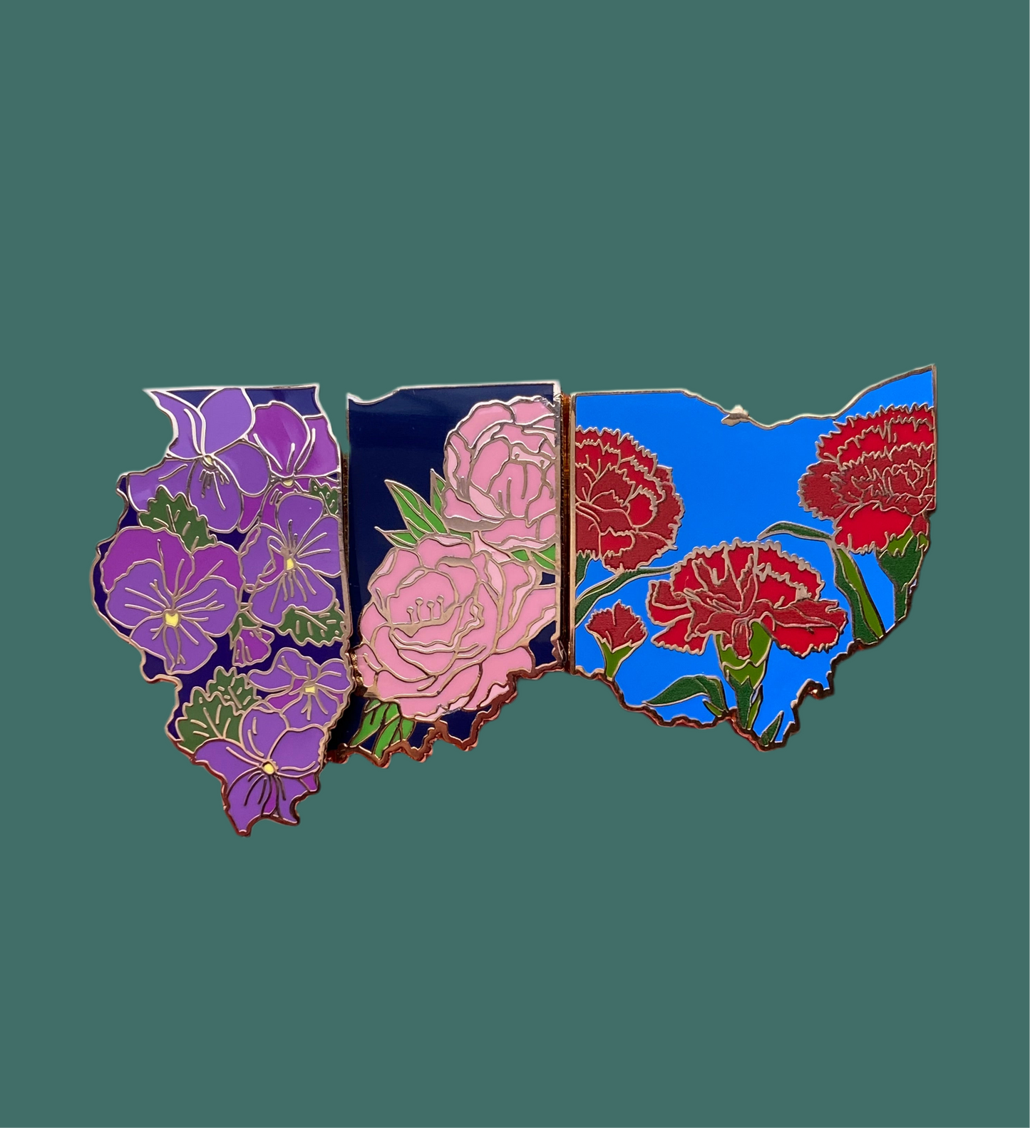 Ohio Scarlet Carnation Enamel Pin - State Flower Series Lapel Pin