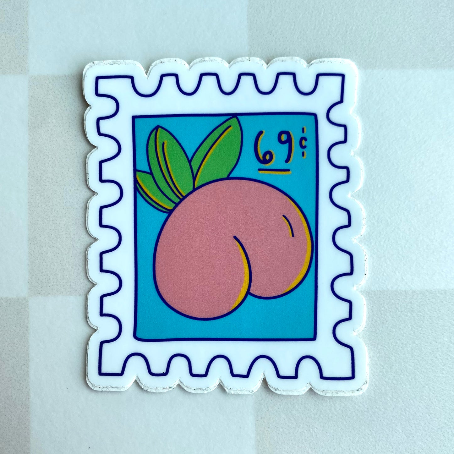 Peach 69c Stamp Vinyl Sticker