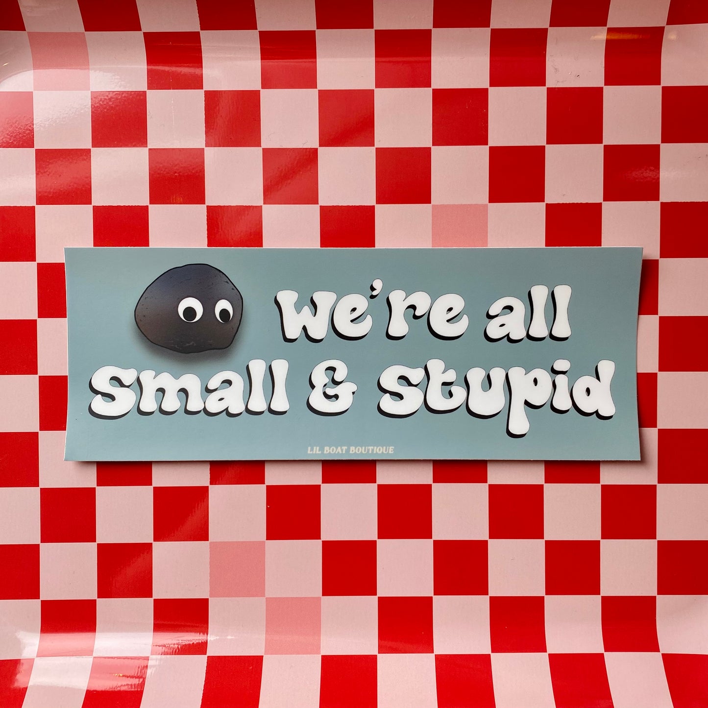 We're All Small & Stupid Bumper Sticker - EEAAO