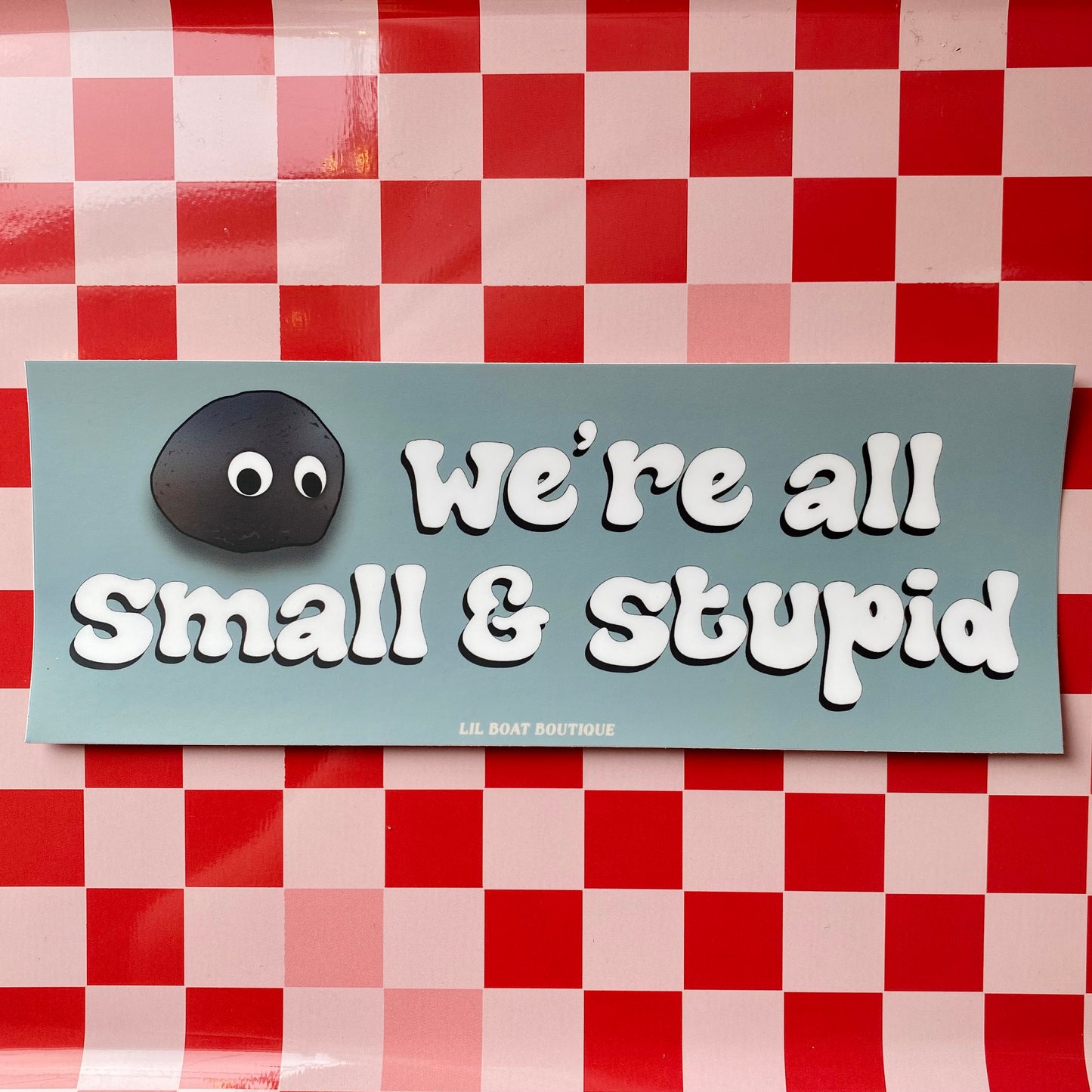 We're All Small & Stupid Bumper Sticker - EEAAO