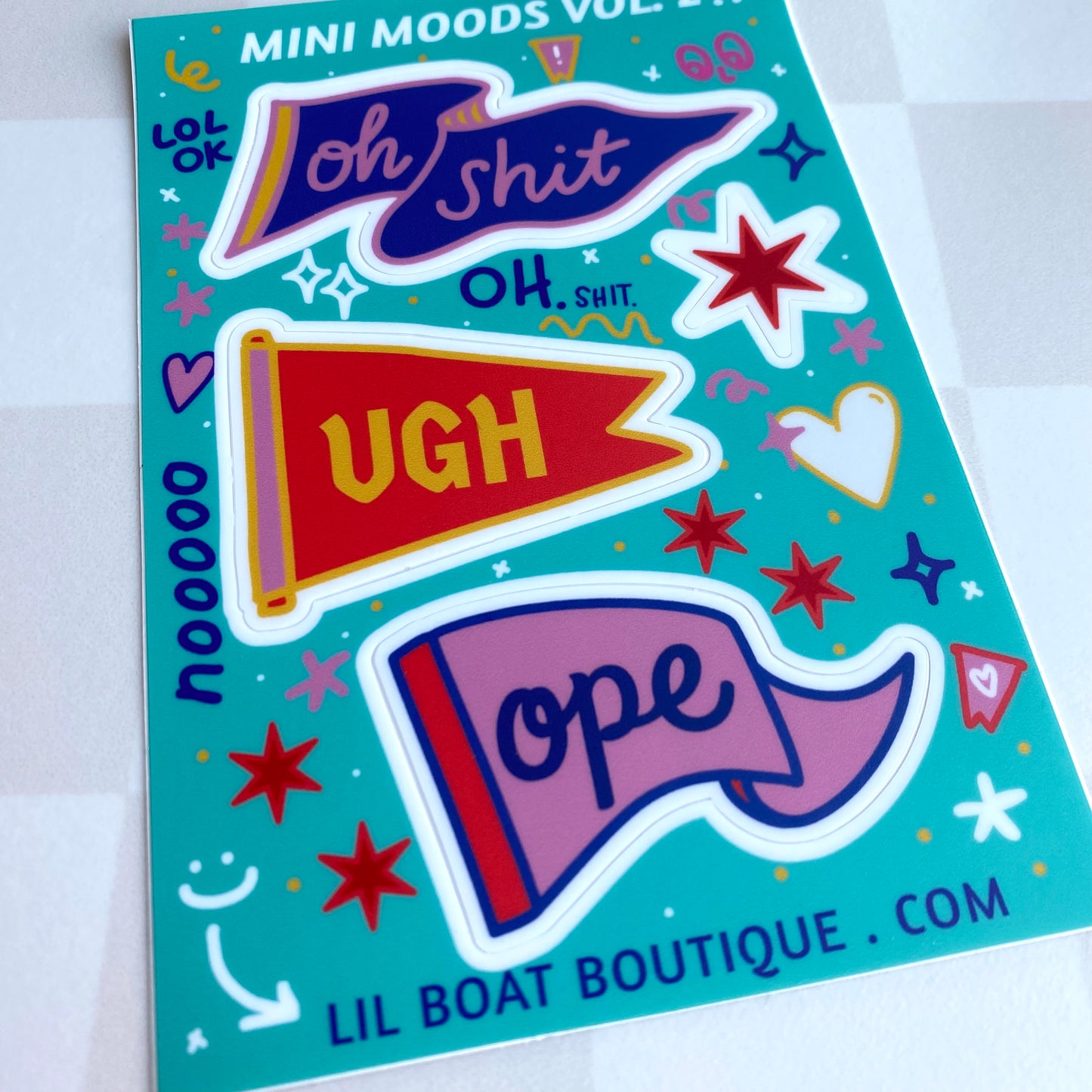 Mini Moods Vinyl Sticker Sheet 4x6" - Oh Shit, Ugh, Ope