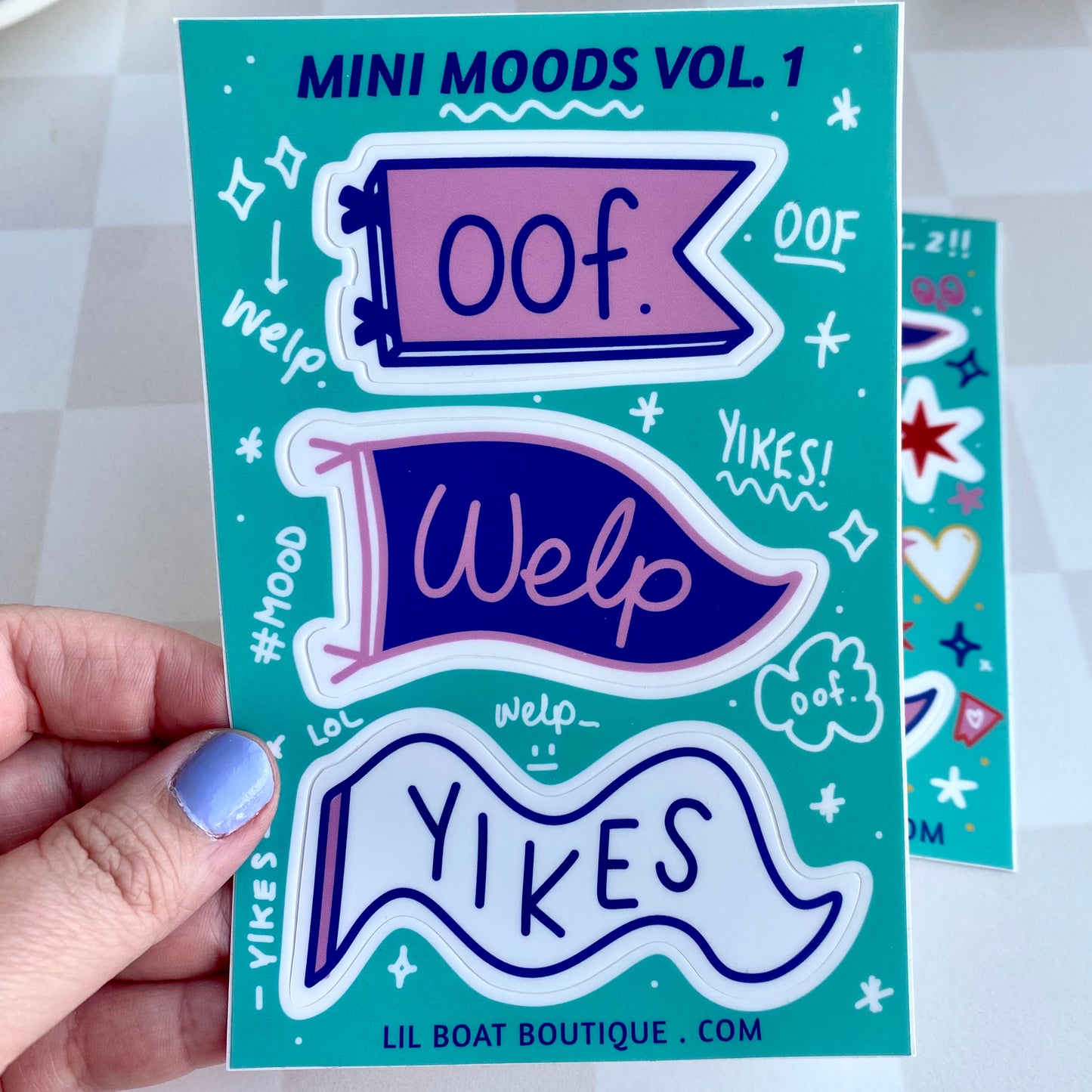 Mini Moods Vinyl Sticker Sheet - 4x6" - Oof, Welp, Yikes