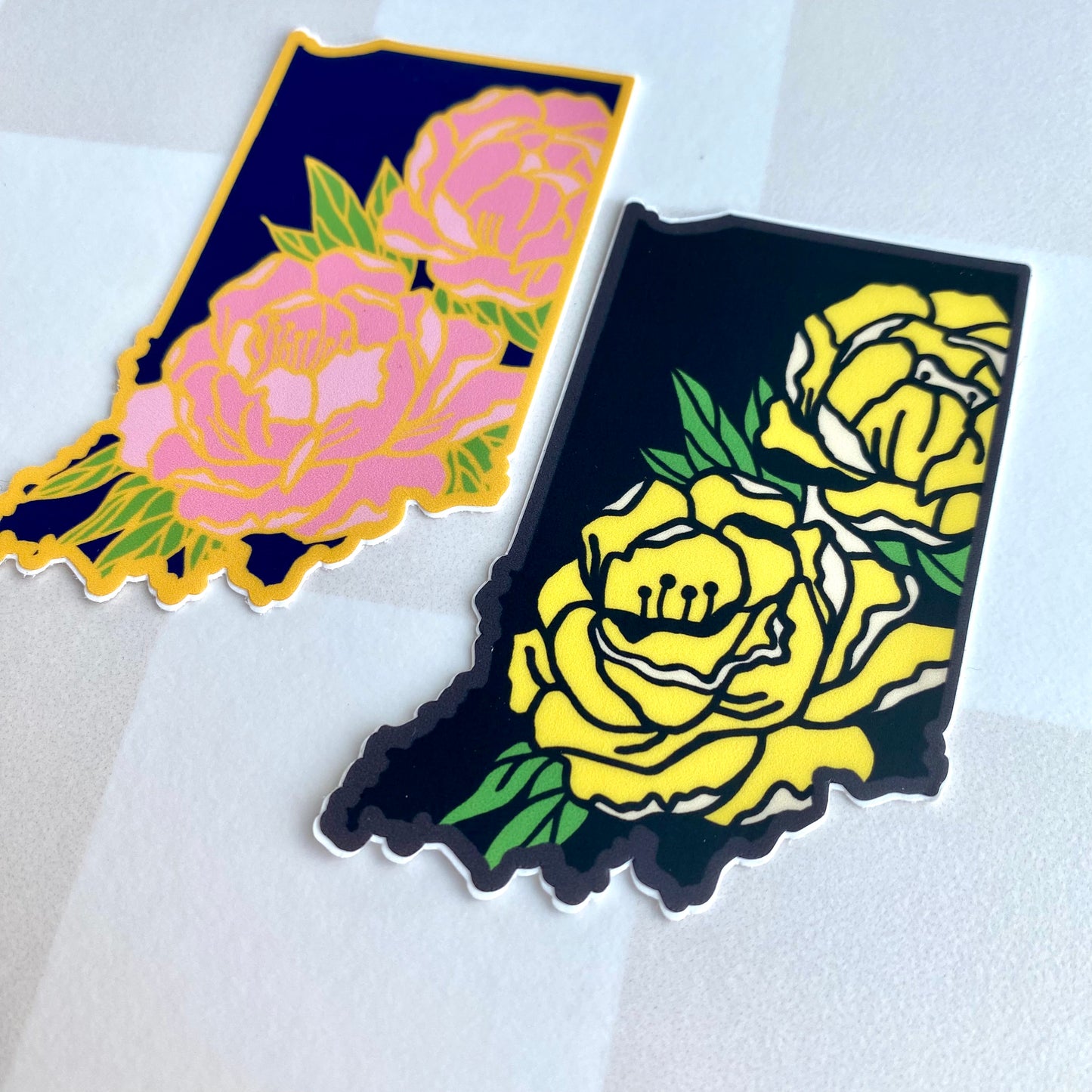 Indiana Peony - Black and Yellow - 3" Vinyl Sticker