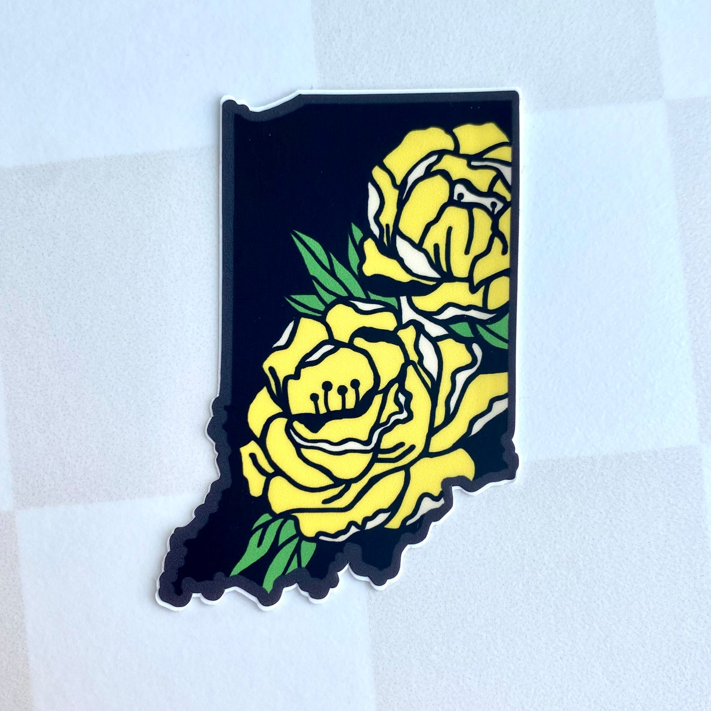 Indiana Peony - Black and Yellow - 3" Vinyl Sticker