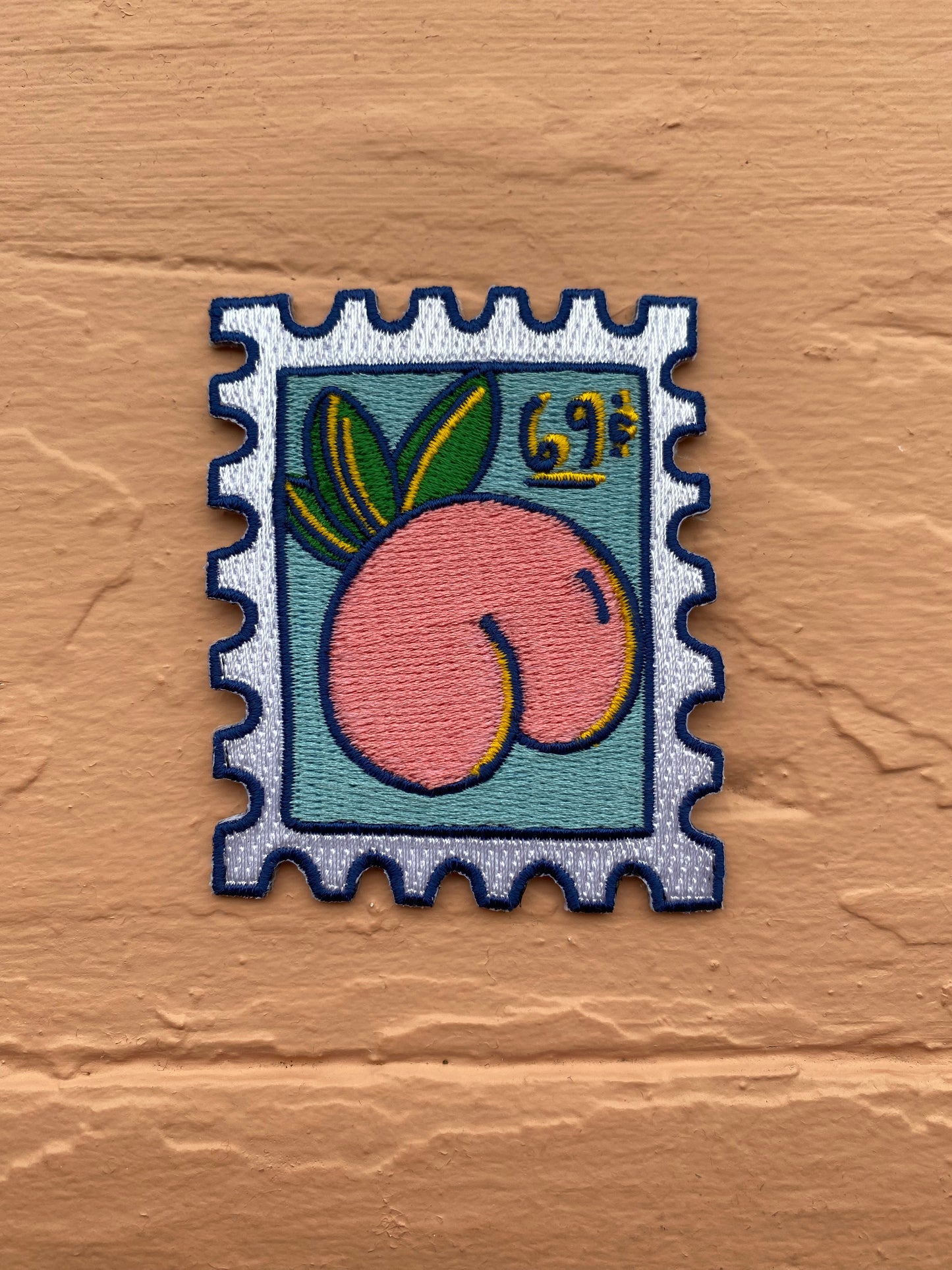 Peach Stamp - Embroidered Patch - Save The USPS - 69c