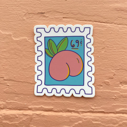 Peach 69c Stamp Vinyl Sticker