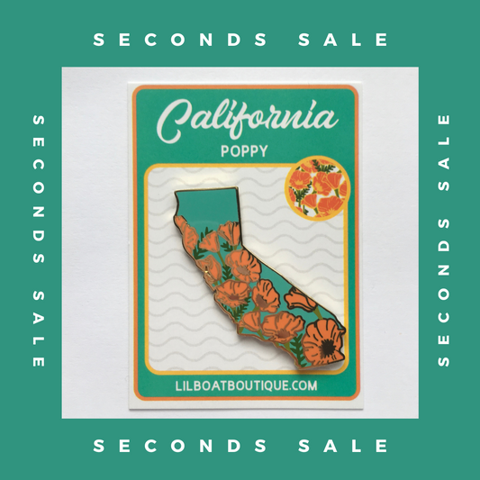 SECONDS SALE PIN - California Poppy State Flower Hard Enamel Pin