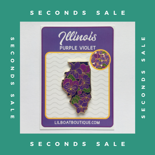 SECONDS SALE PIN - Illinois Violet State Flower Hard Enamel Pin