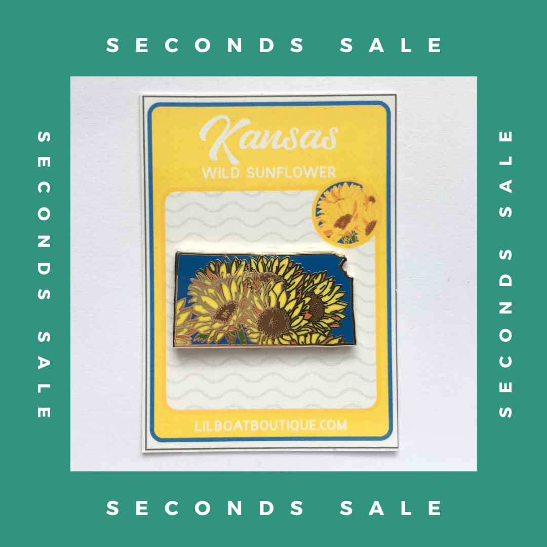 SECONDS SALE PIN - Kansas Sunflower - State Flower Hard Enamel Pin