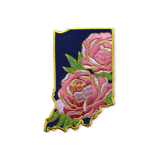 Indiana Peony - State Flower Embroidered Patch