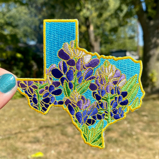 Texas Bluebonnet Embroidered Patch - State Flower Series
