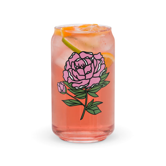 Pink Peony 16oz Can-shaped Glass