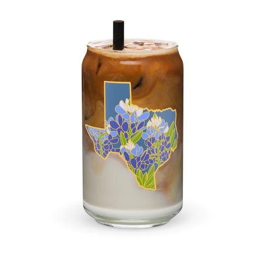 Texas Bluebonnet 16oz Can-shaped Glass