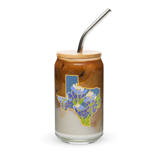 Texas Bluebonnet 16oz Can-shaped Glass