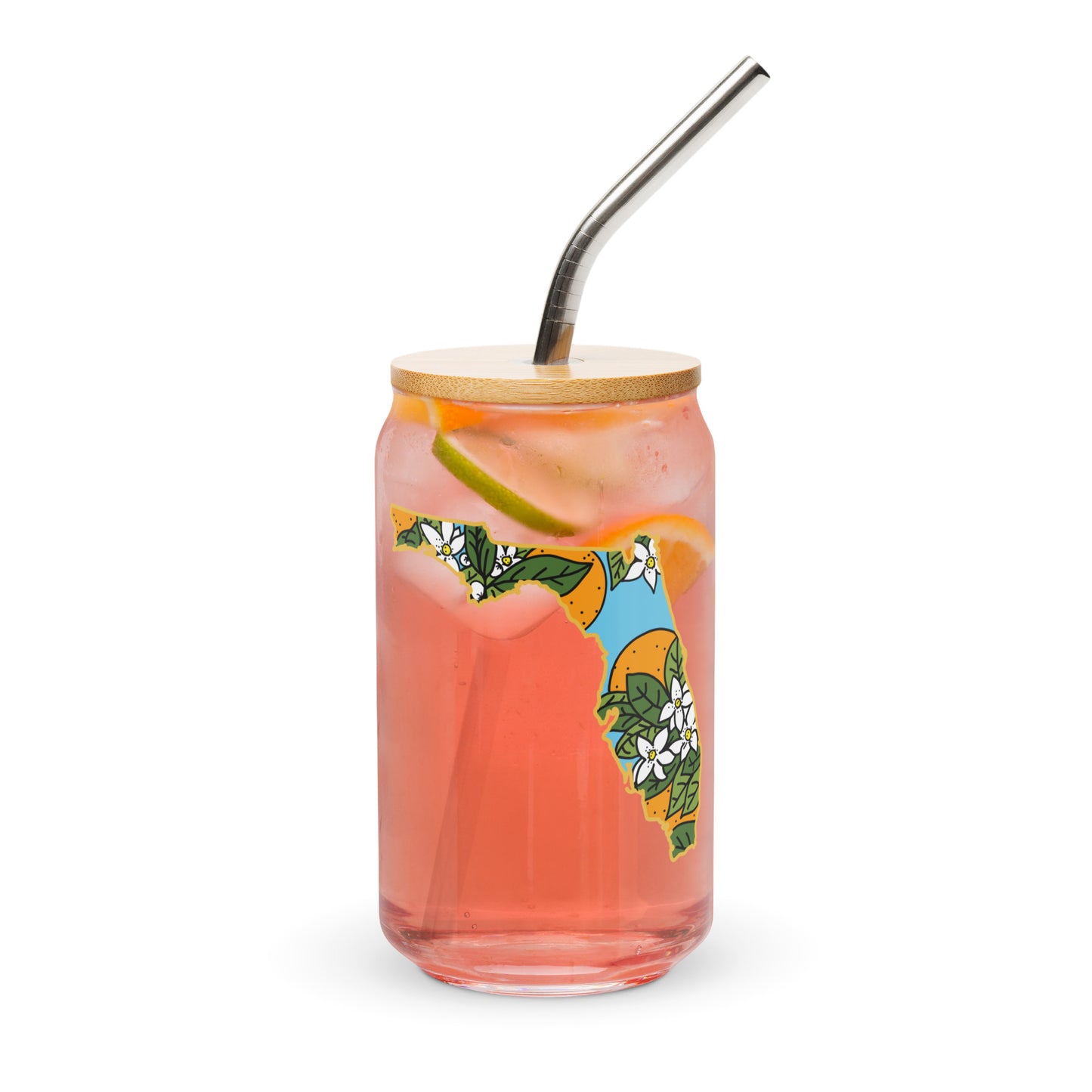 Florida Orange Blossom 16oz Can-shaped Glass