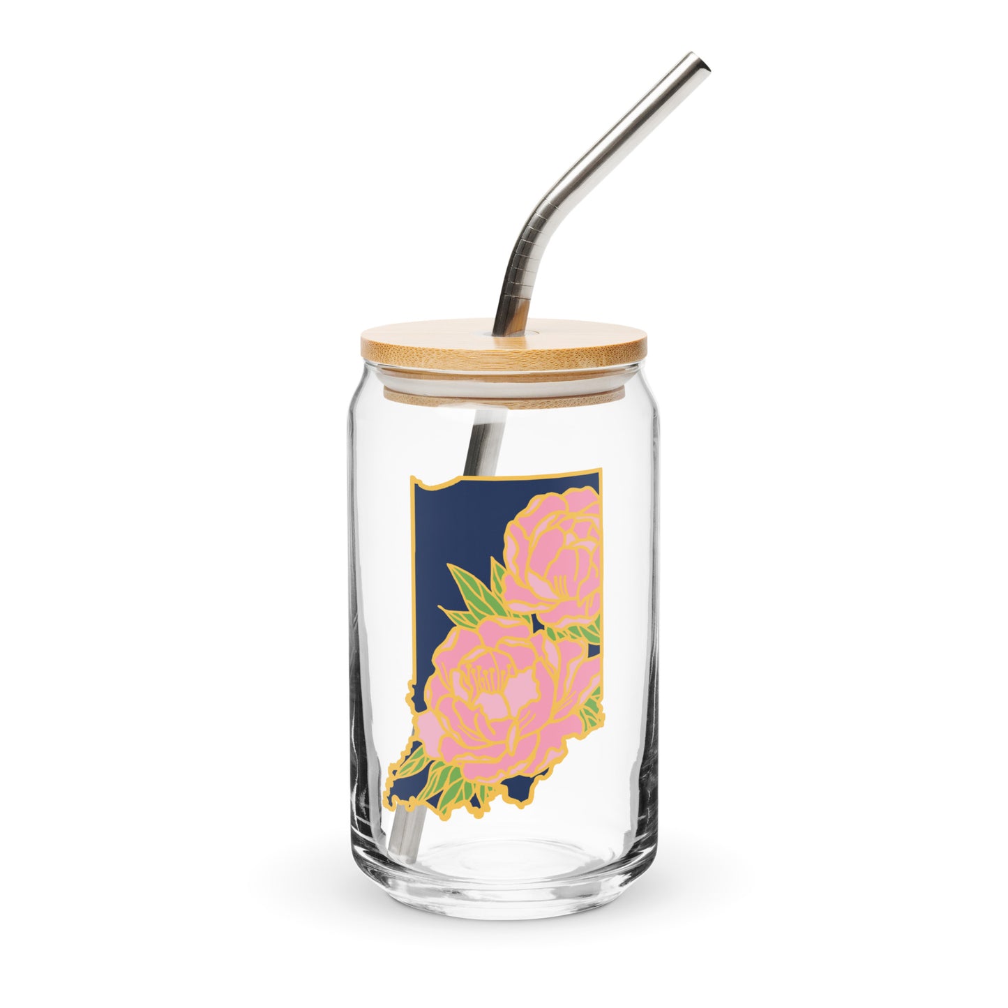 Indiana Peony 16oz Can-shaped Glass