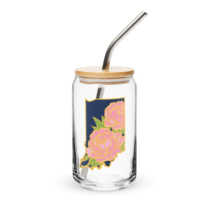 Indiana Peony 16oz Can-shaped Glass