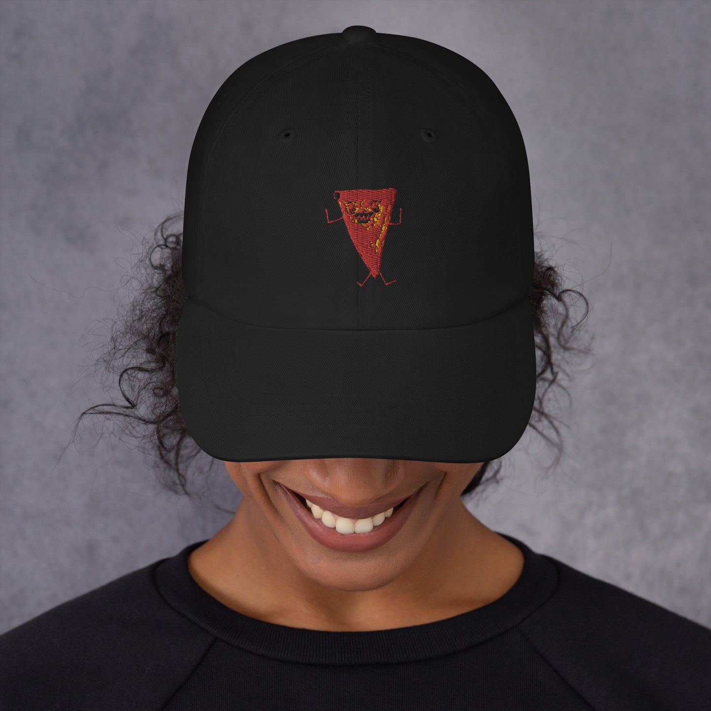 Pizza Monster Drawing Embroidered Dad hat