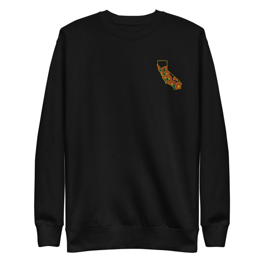 California Poppy Embroidered Unisex Premium Sweatshirt (Size S-3XL)