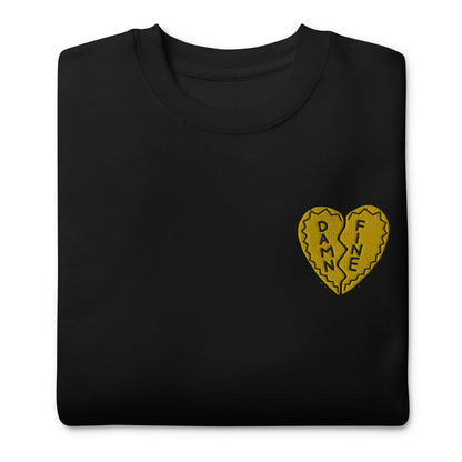 Damn Fine Heart Embroidered Unisex Premium Sweatshirt (Size S-3XL)