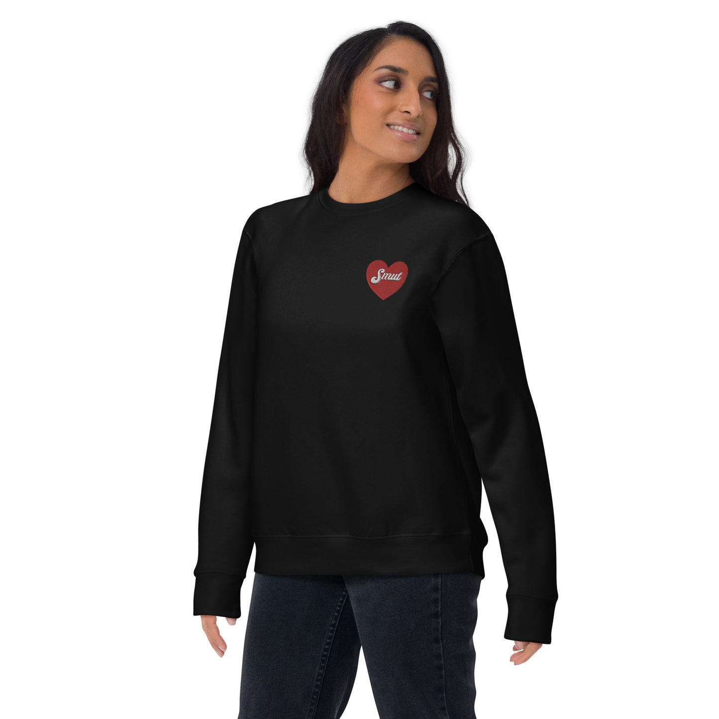 Smut Heart Embroidered Unisex Premium Sweatshirt (Size S-3XL)