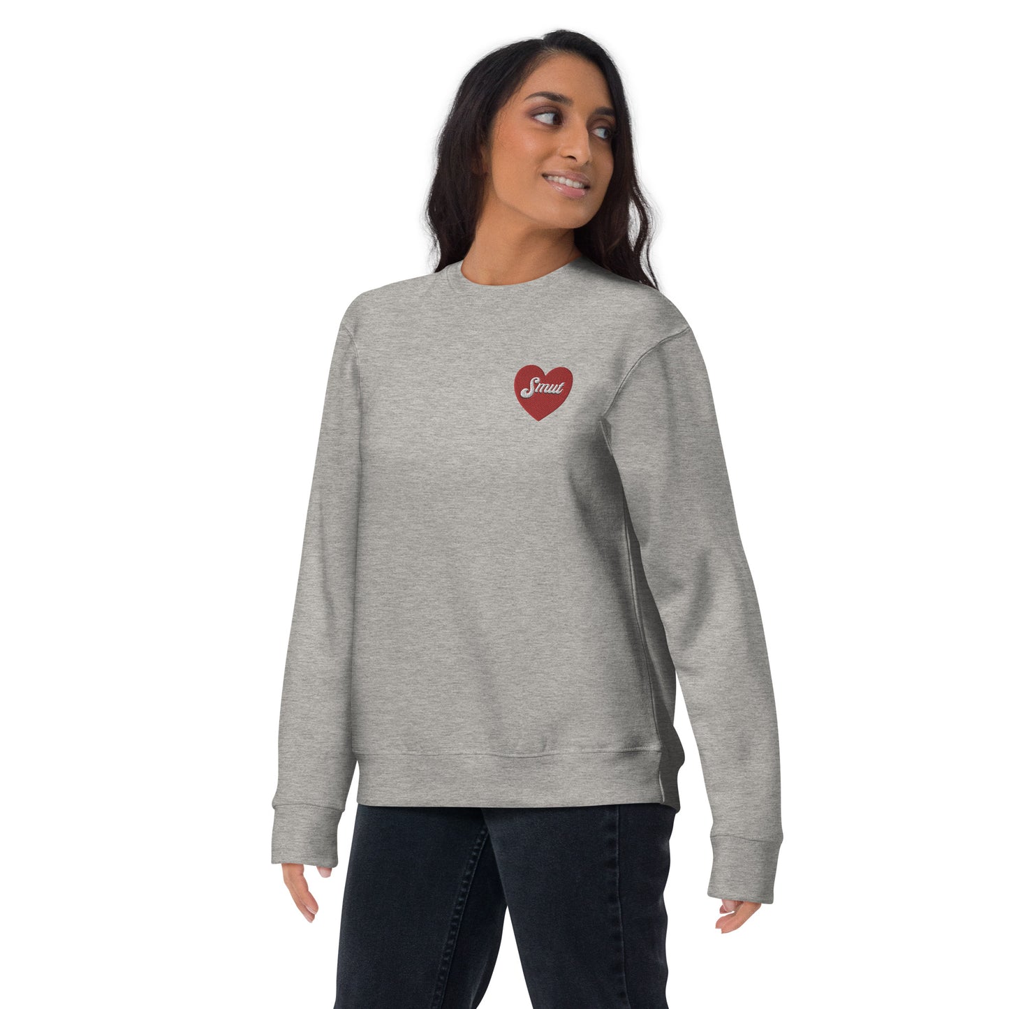 Smut Heart Embroidered Unisex Premium Sweatshirt (Size S-3XL)