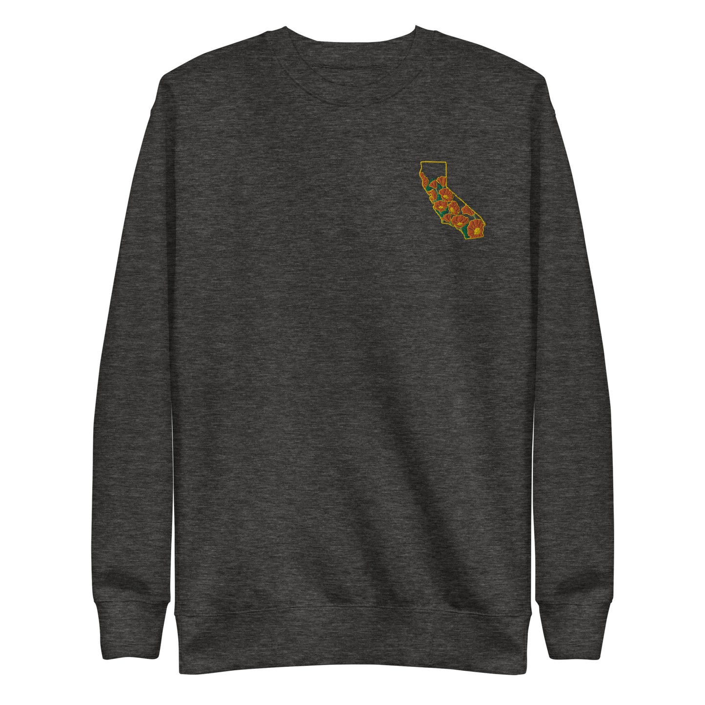 California Poppy Embroidered Unisex Premium Sweatshirt (Size S-3XL)