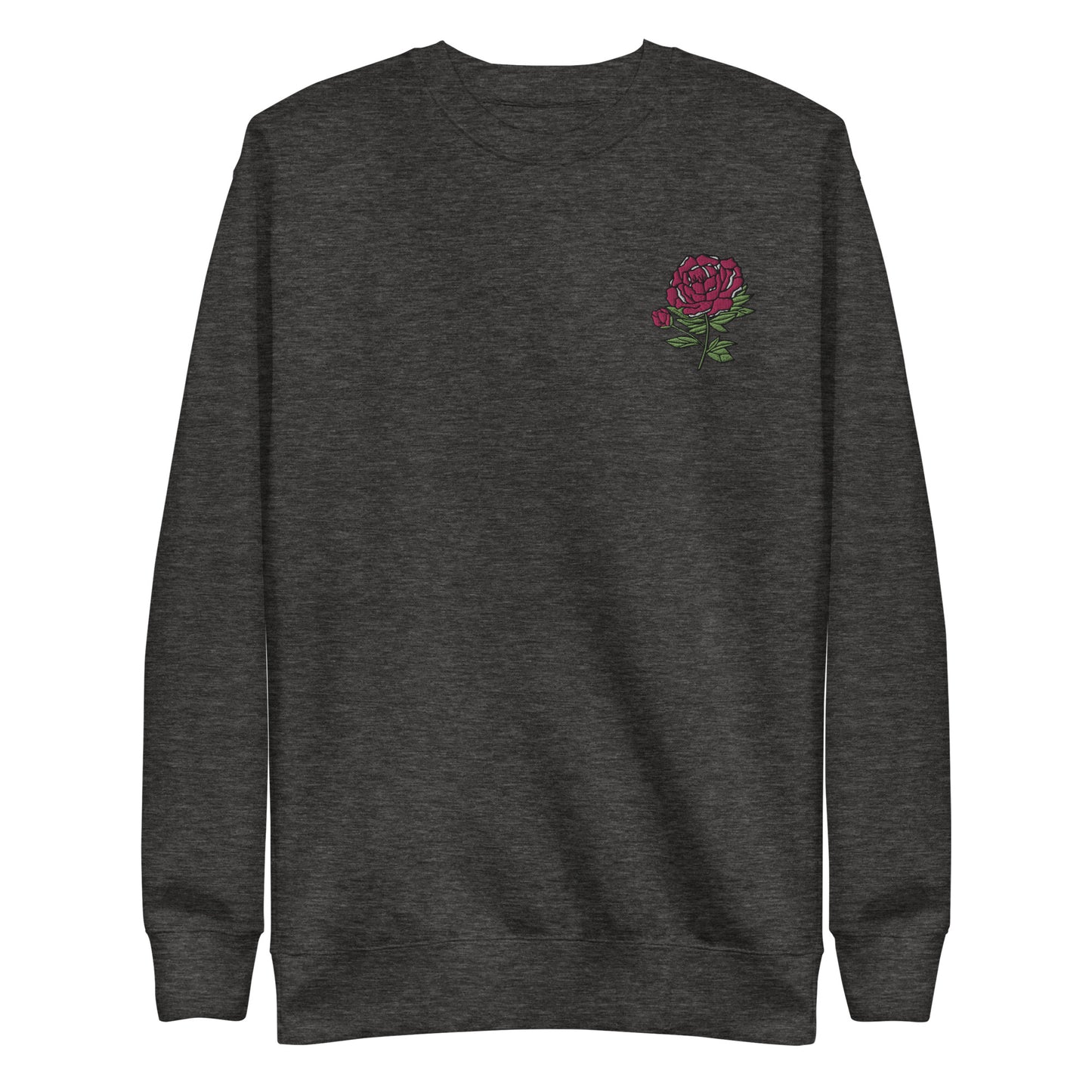 Pink-ish Peony Embroidered Unisex Premium Sweatshirt (Size S-3XL)