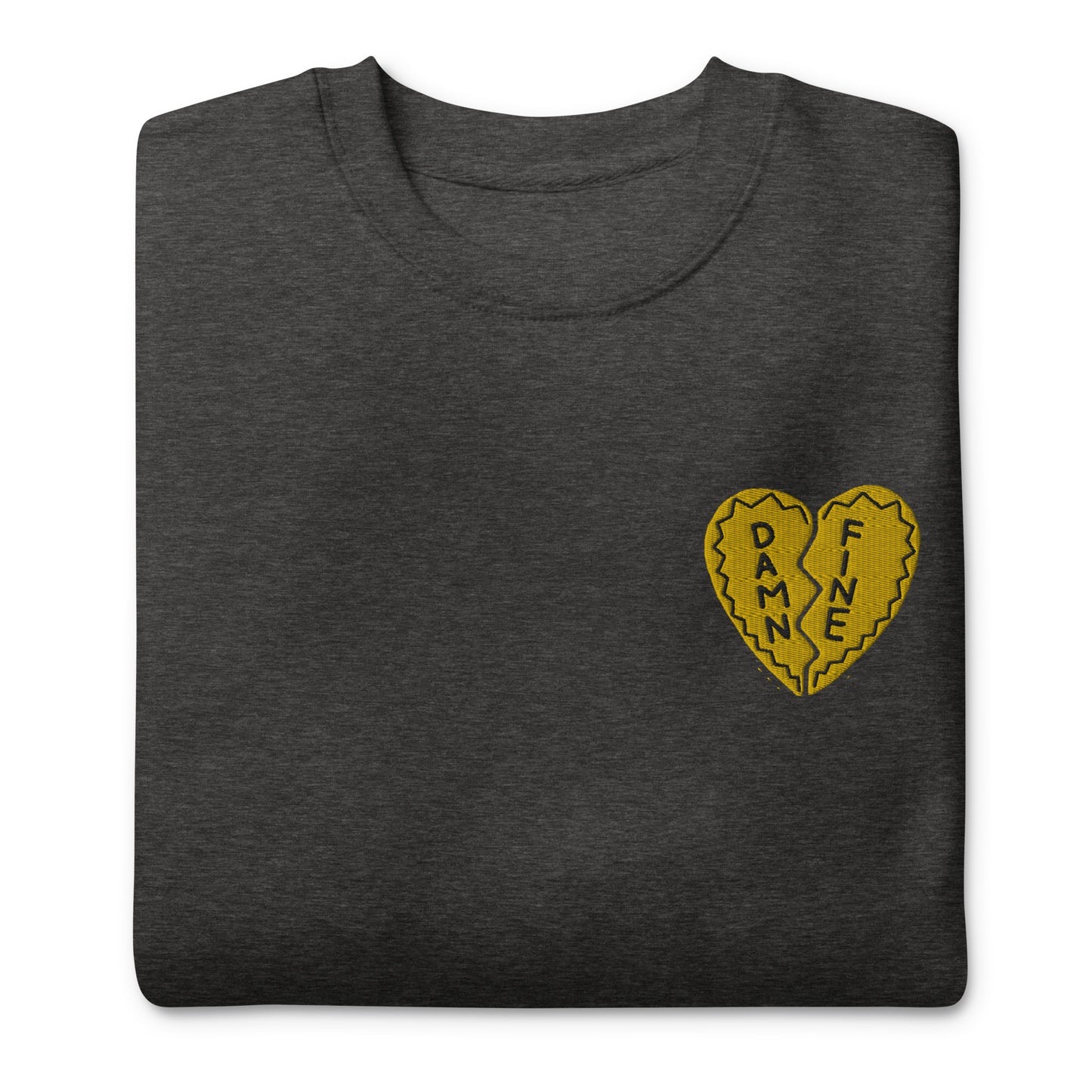 Damn Fine Heart Embroidered Unisex Premium Sweatshirt (Size S-3XL)