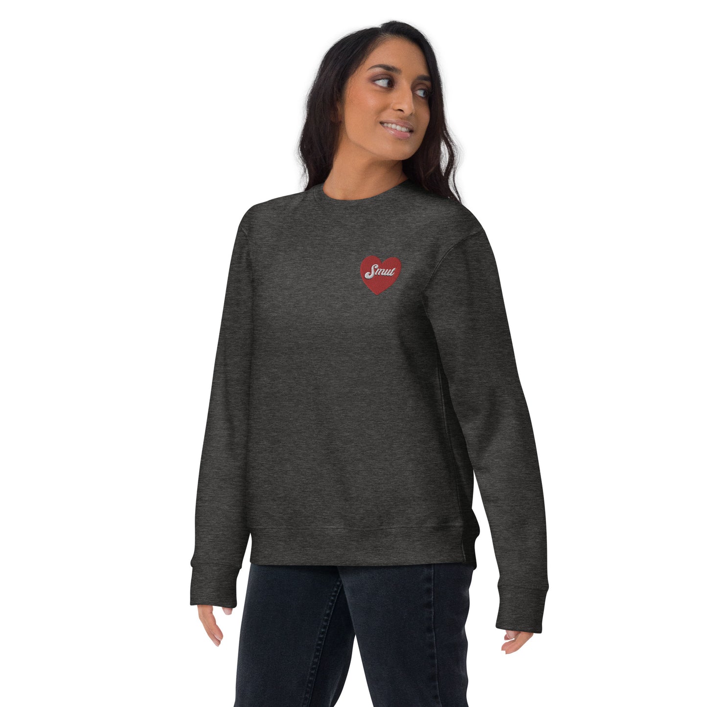 Smut Heart Embroidered Unisex Premium Sweatshirt (Size S-3XL)