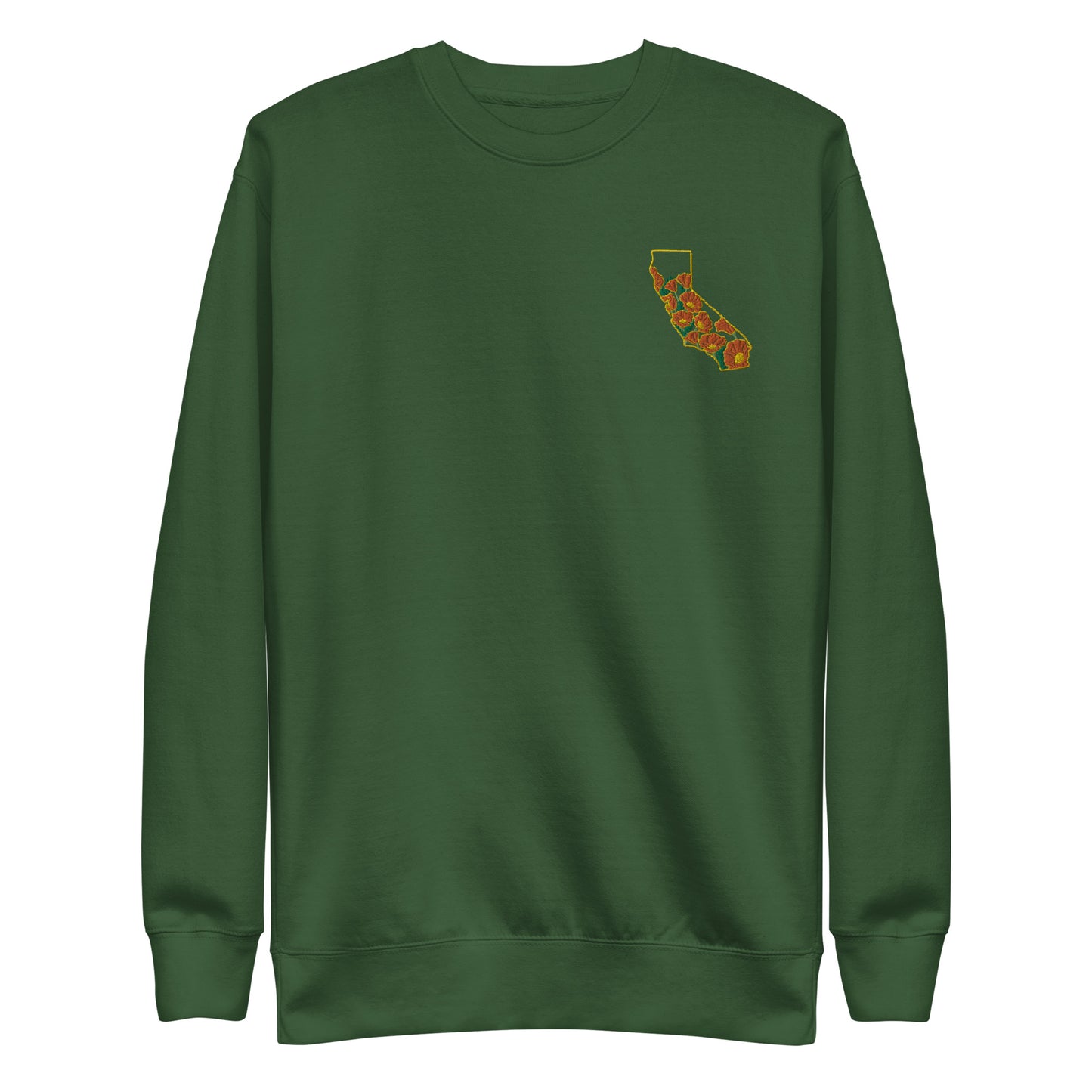 California Poppy Embroidered Unisex Premium Sweatshirt (Size S-3XL)