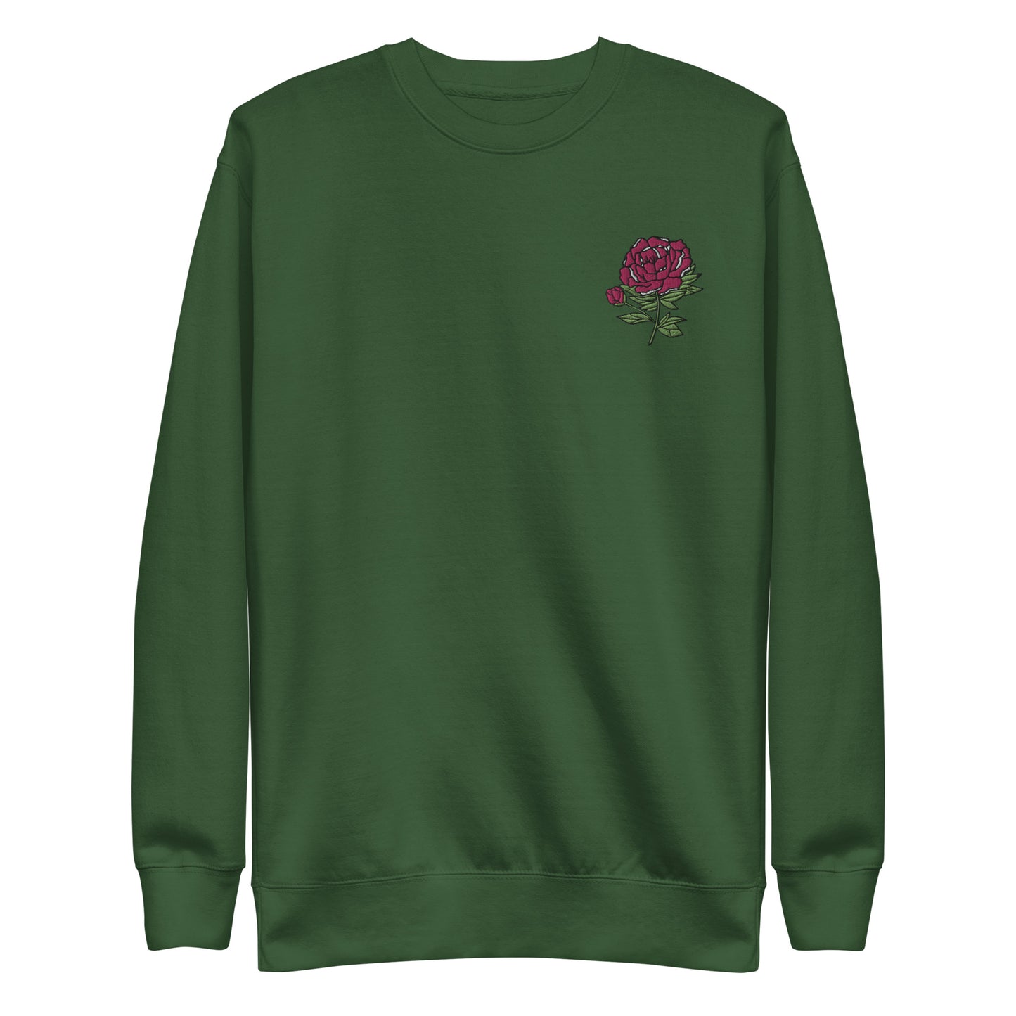 Pink-ish Peony Embroidered Unisex Premium Sweatshirt (Size S-3XL)