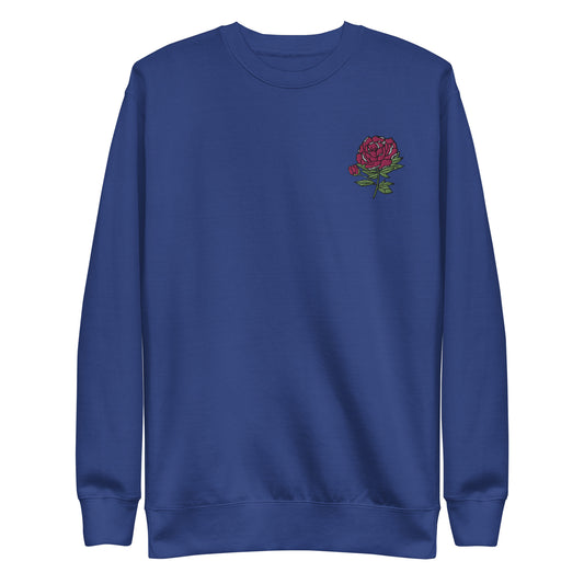 Pink-ish Peony Embroidered Unisex Premium Sweatshirt (Size S-3XL)