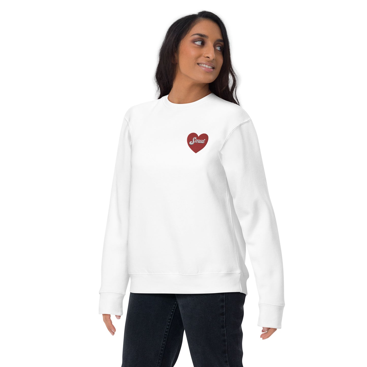 Smut Heart Embroidered Unisex Premium Sweatshirt (Size S-3XL)