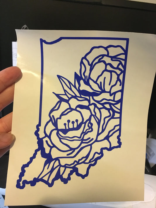 Indiana Peony - Vinyl Decal State Flower Series
