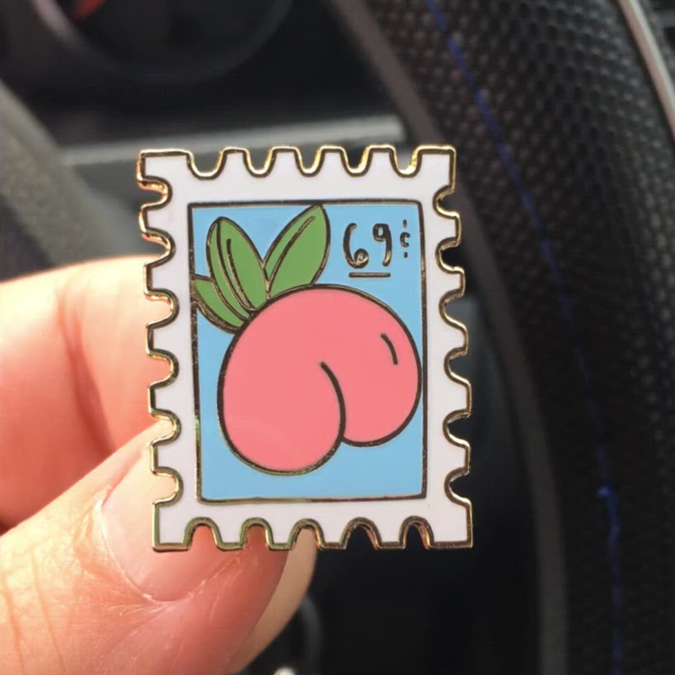 Peach 69c Postage Stamp Enamel Pin - Save the USPS – Lil Boat Boutique