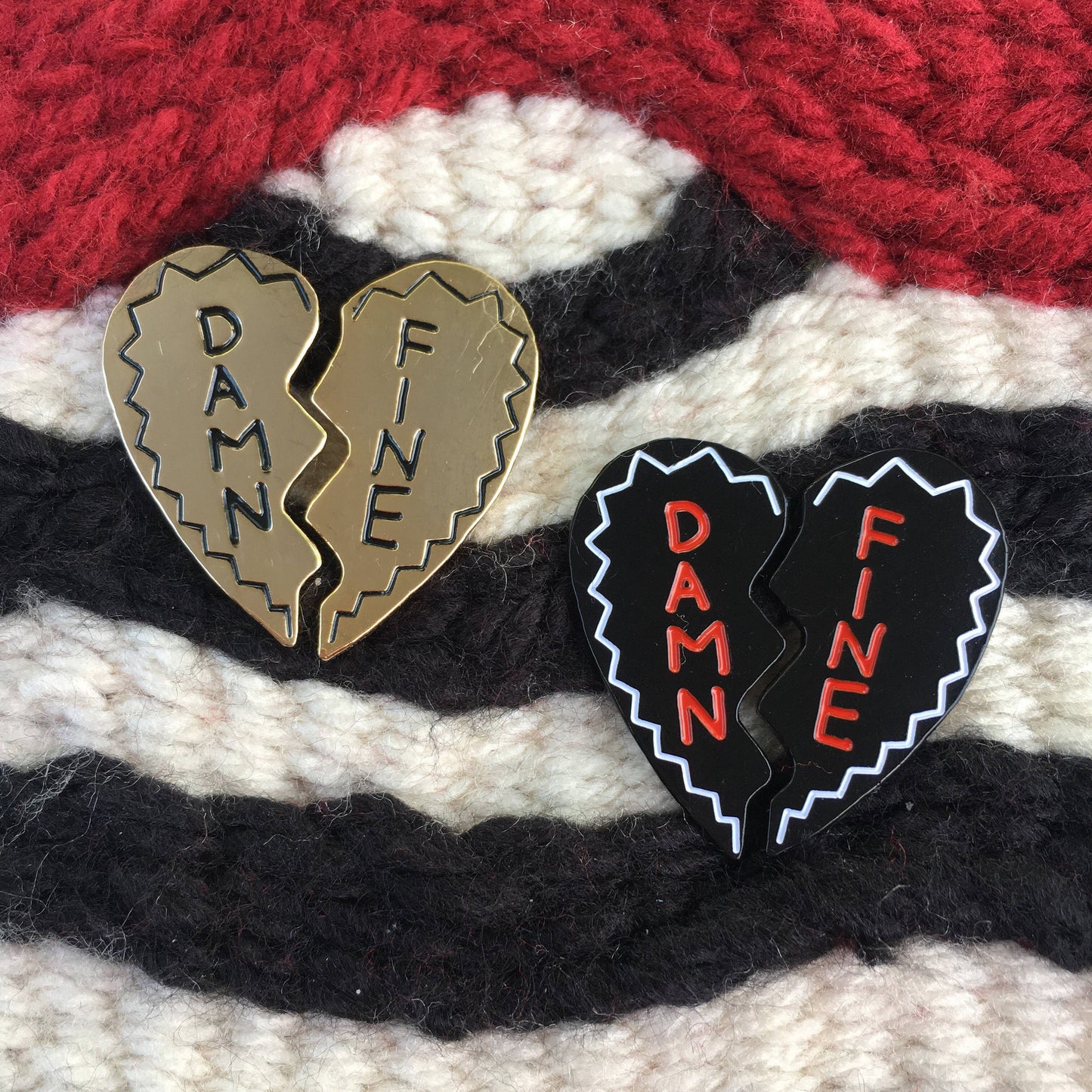 Damn Fine Heart Pin Set - Gold and Black