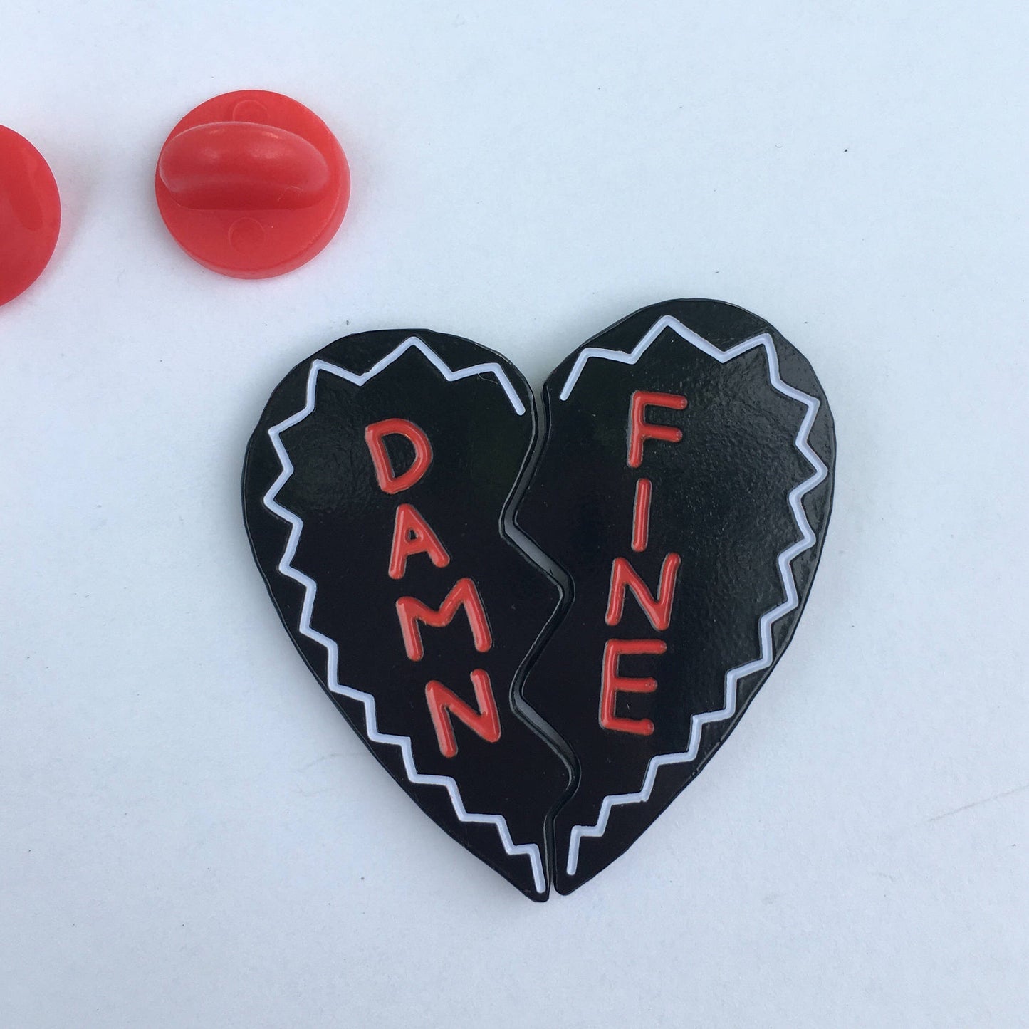 Damn Fine Heart Pin Set - Black and Red