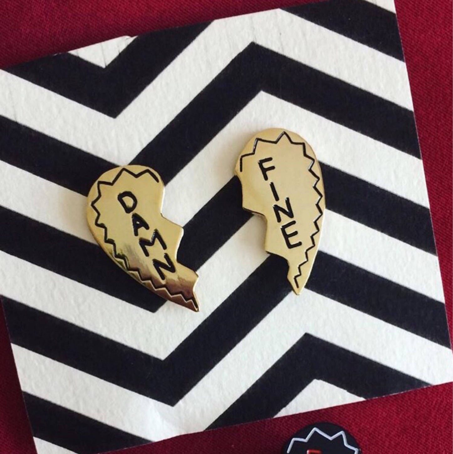 Damn Fine Heart Pin Set - Gold and Black