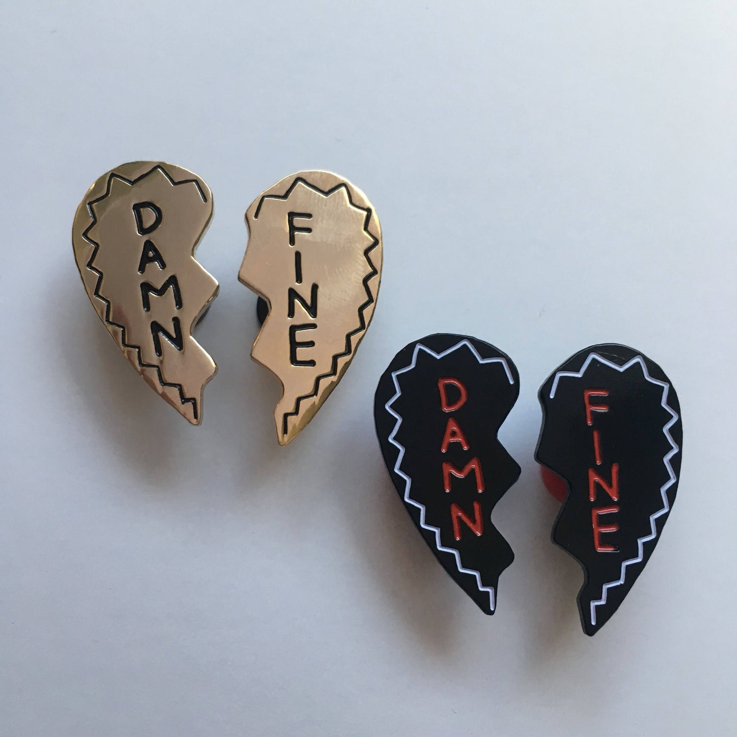 Damn Fine Heart Pin Set - Black and Red