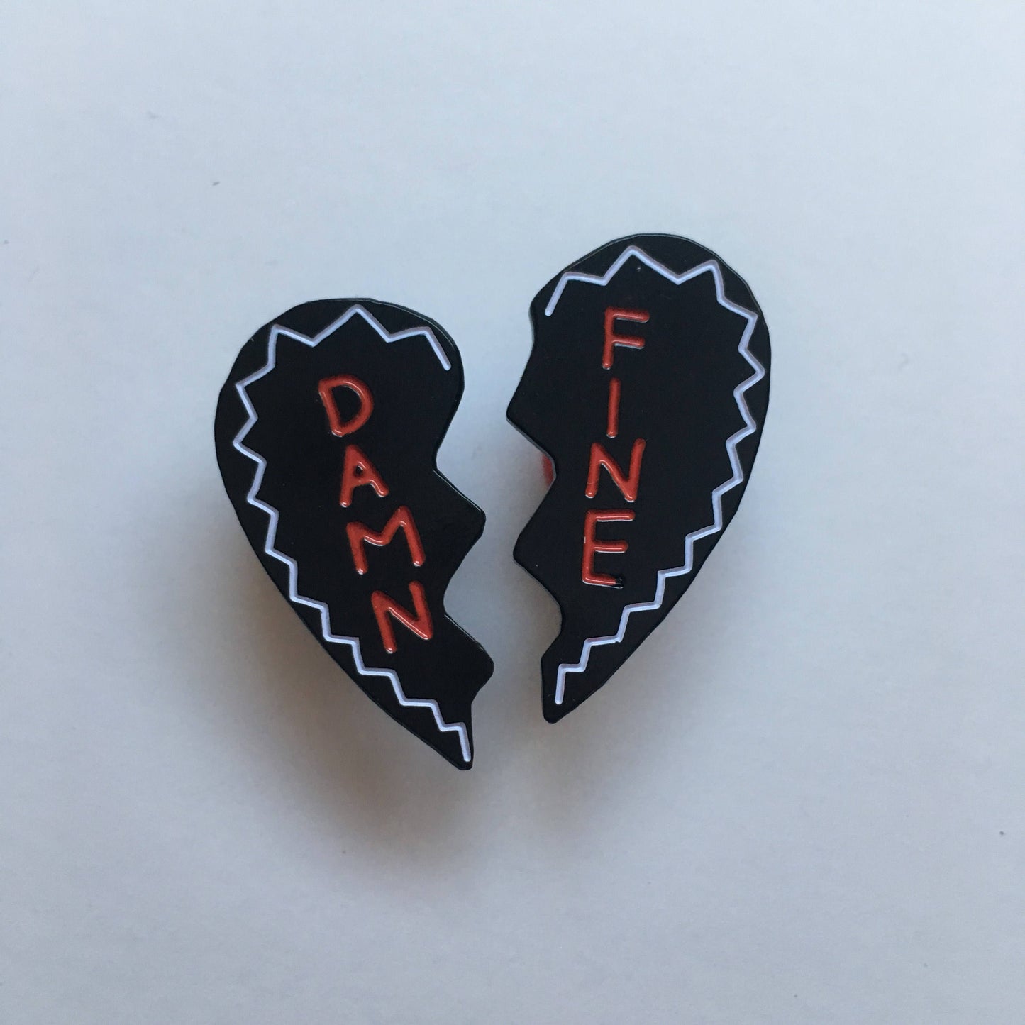 Damn Fine Heart Pin Set - Black and Red