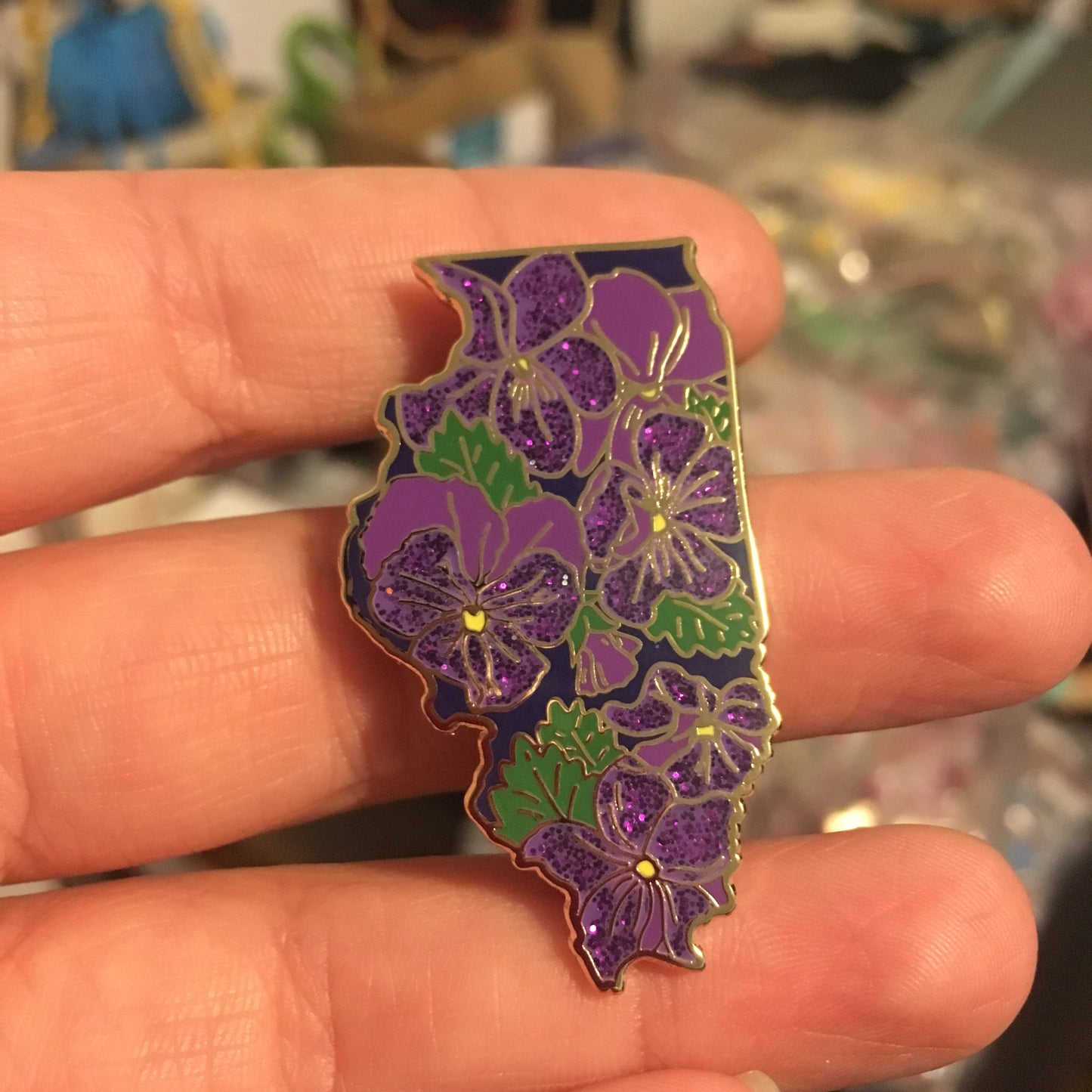 Illinois Violet - GLITTER Limited Edition - State Flower Hard Enamel Pin