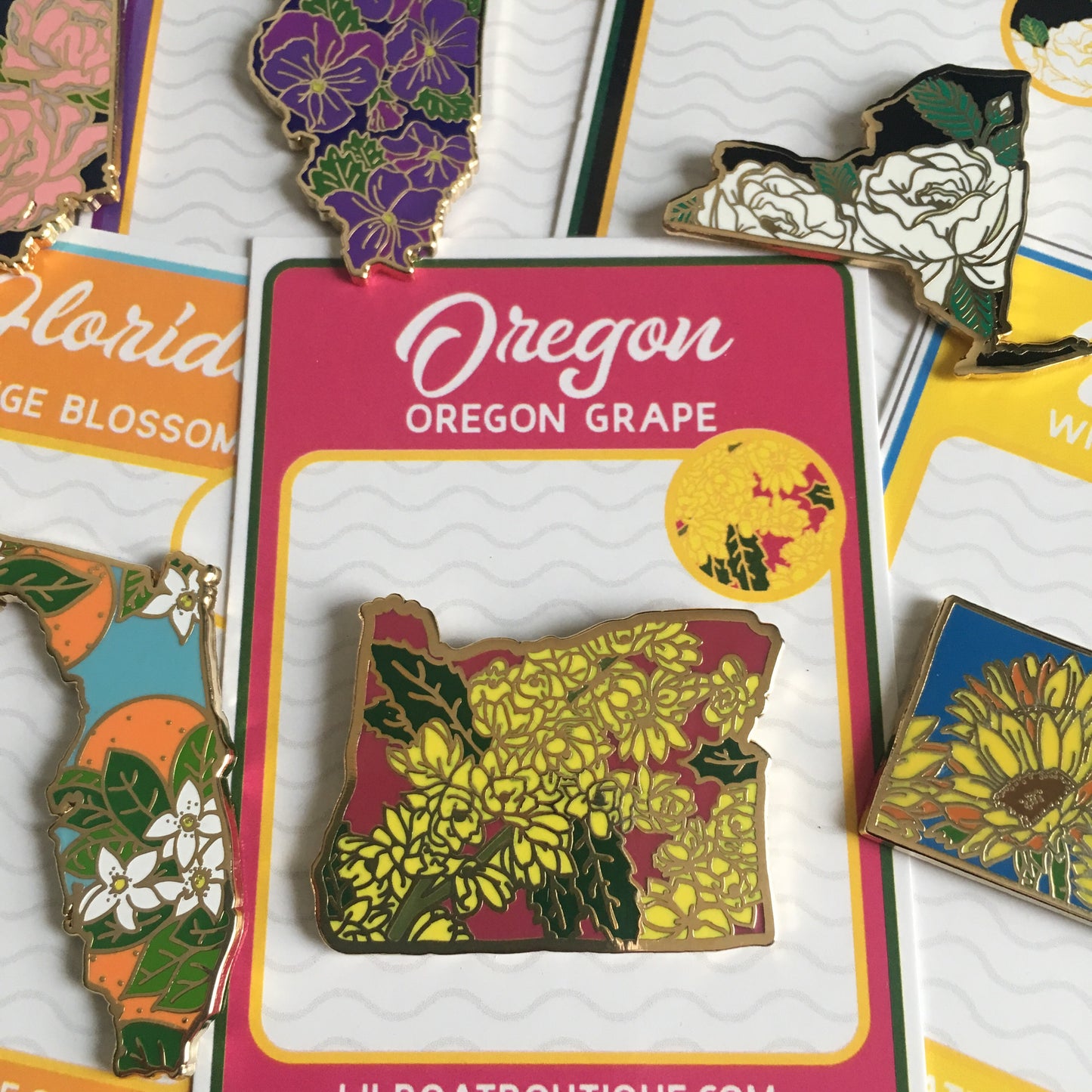 Oregon Grape Enamel Pin - State Flower Series - OR