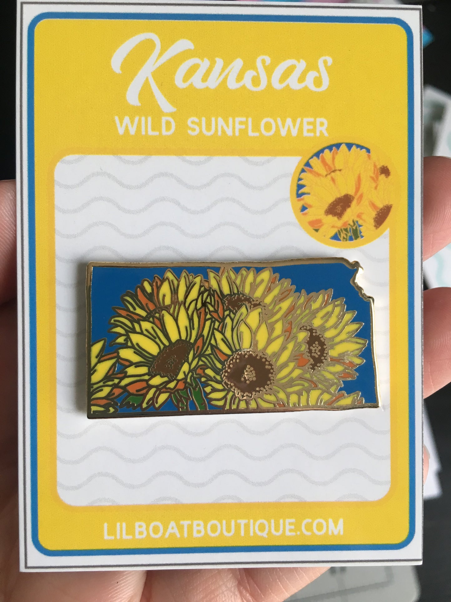Kansas Sunflower Enamel Pin - State Flower Series KS
