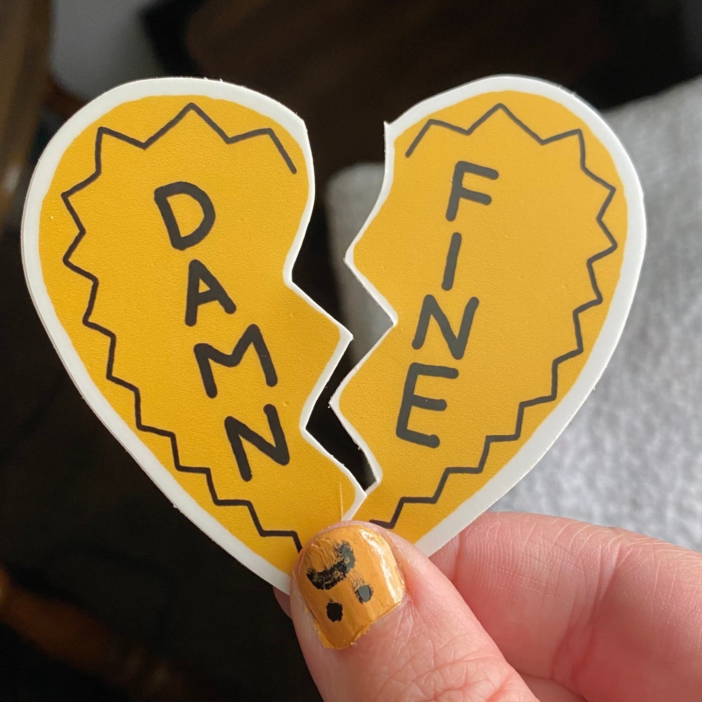 Damn Fine - Vinyl Sticker - Gold Heart Twin Peaks Laura Palmer Necklace